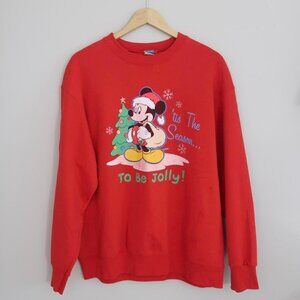 Vintage Disney Mickey Mouse Christmas Sweatshirt Red Crewneck – ’Tis the Season